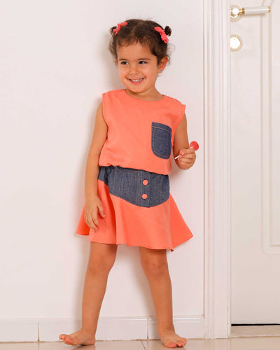 Denim looking day skirt set