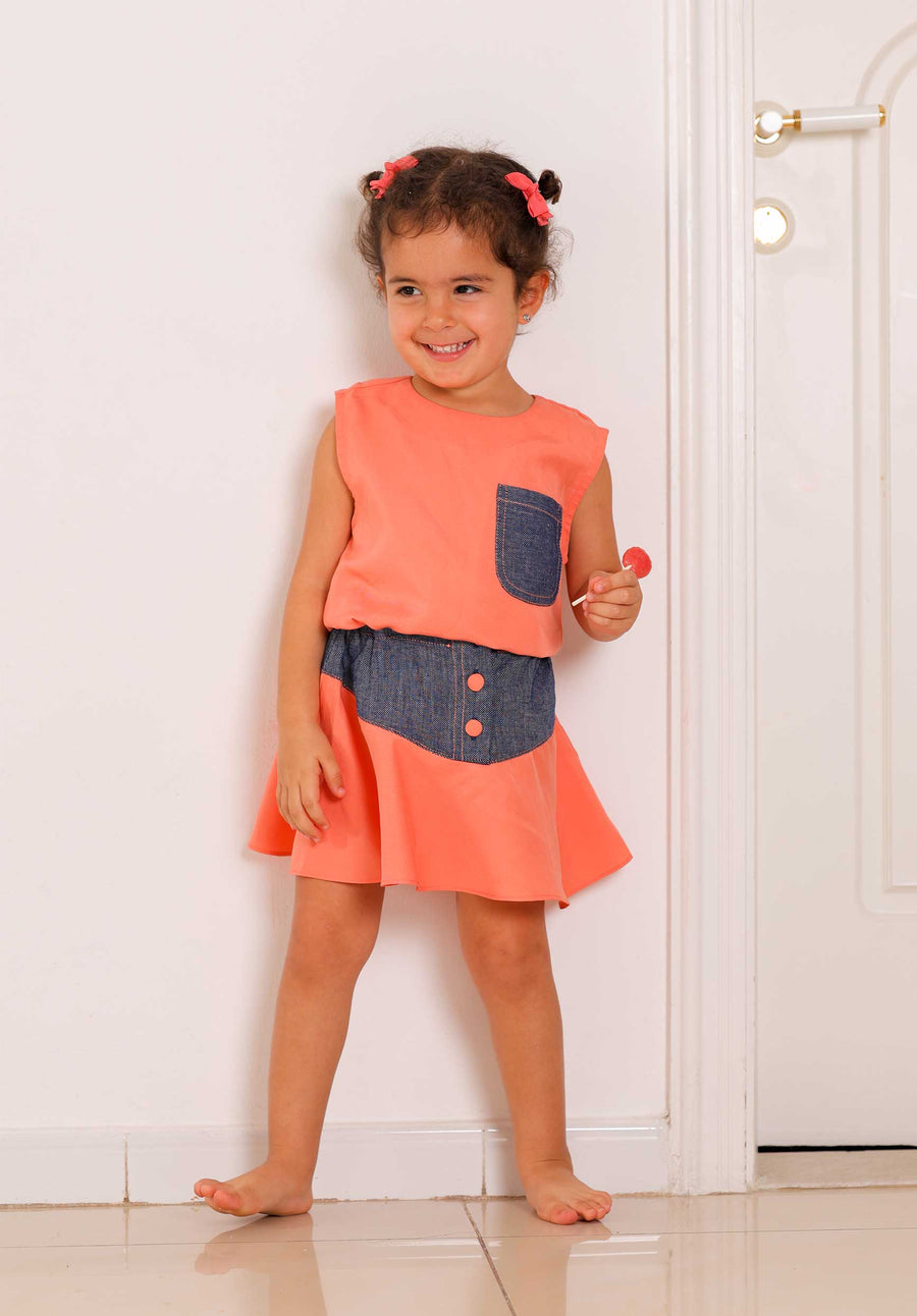 Denim looking day skirt set