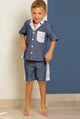 Denim Patterned shorts set